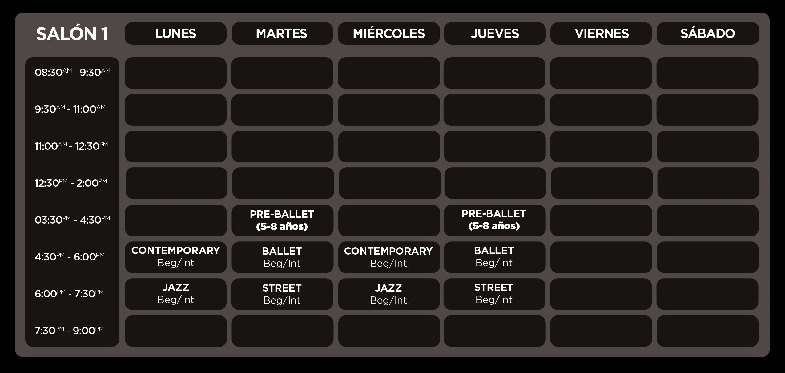 Horarios Mayo